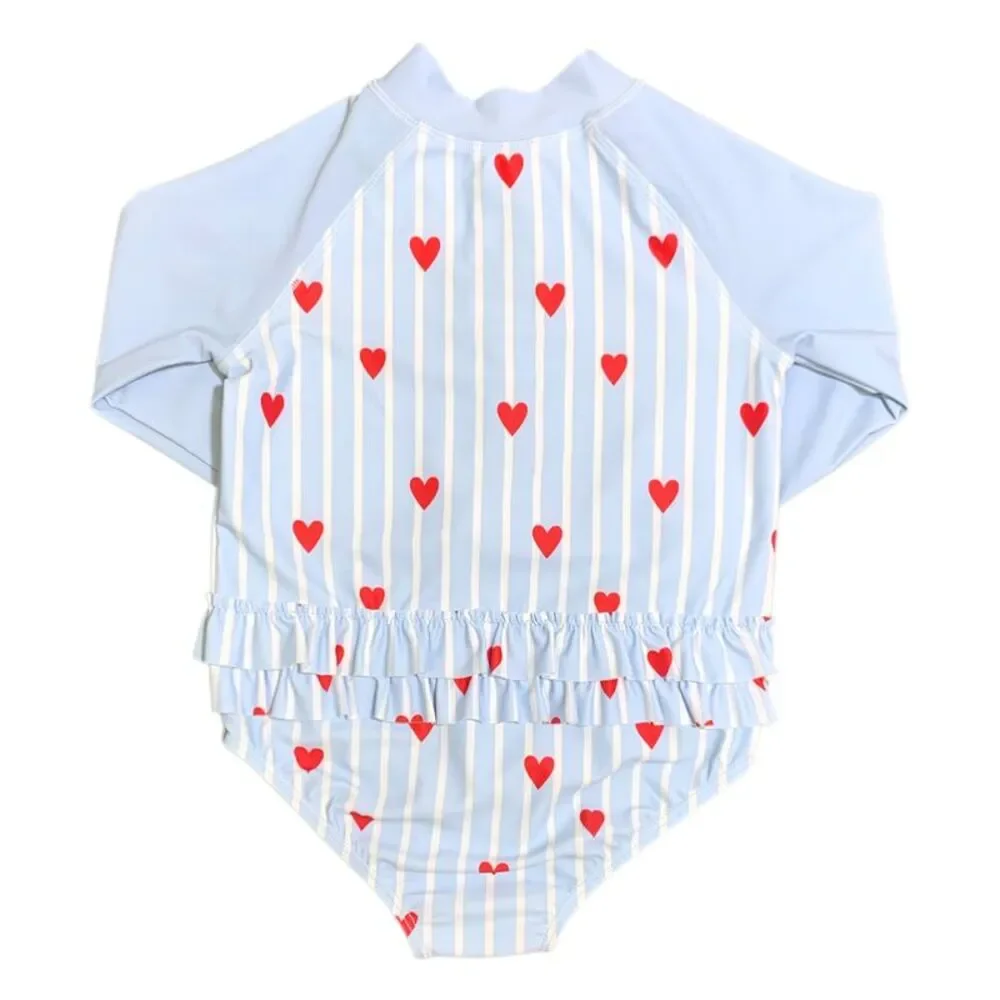 Member's Mark Baby Girls UPF 50+ Rashguard One-Piece Swimsuit - Hearts